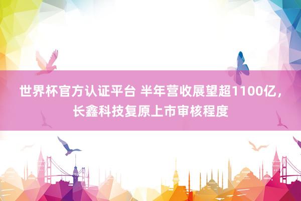 世界杯官方認(rèn)證平臺 半年?duì)I收展望超1100億，長鑫科技復(fù)原上市審核程度