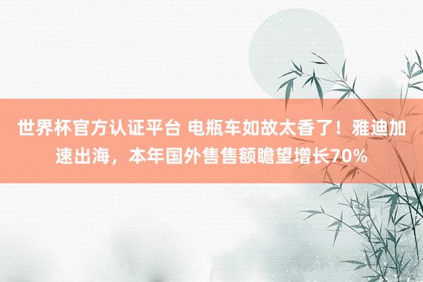 世界杯官方認證平臺 電瓶車如故太香了！雅迪加速出海，本年國外