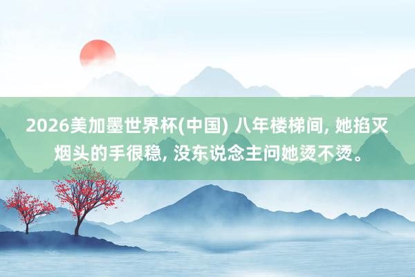 2026美加墨世界杯(中國) 八年樓梯間， 她掐滅煙頭的手很穩， 沒東說念主問她燙不燙。