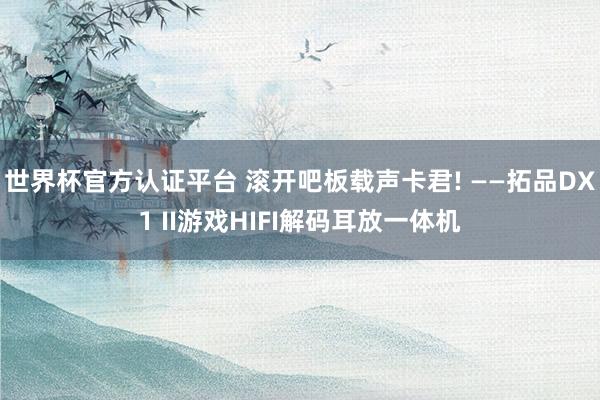 世界杯官方認證平臺 滾開吧板載聲卡君! ——拓品DX1 II