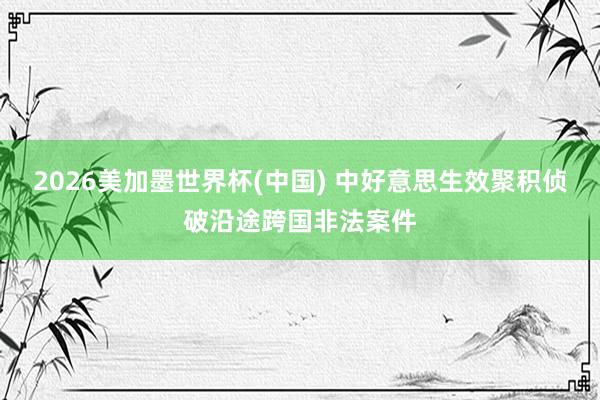 2026美加墨世界杯(中國(guó)) 中好意思生效聚積偵破沿途跨國(guó)非