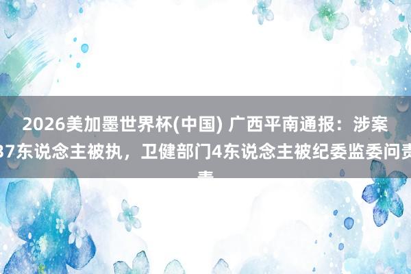 2026美加墨世界杯(中國) 廣西平南通報：涉案37東說念主