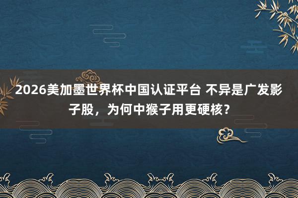 2026美加墨世界杯中國(guó)認(rèn)證平臺(tái) 不異是廣發(fā)影子股，為何中猴子用更硬核？