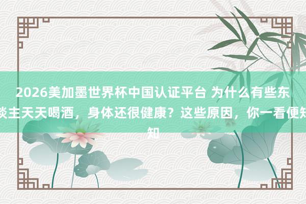 2026美加墨世界杯中國(guó)認(rèn)證平臺(tái) 為什么有些東談主天天喝酒，身體還很健康？這些原因，你一看便知