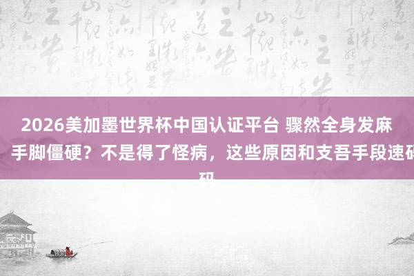2026美加墨世界杯中國認證平臺 驟然全身發麻、手腳僵硬？不是得了怪病，這些原因和支吾手段速碼
