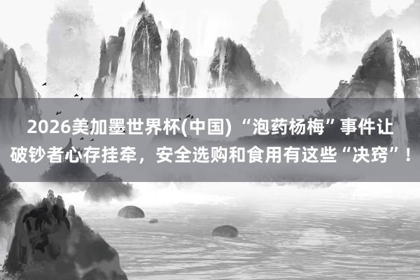 2026美加墨世界杯(中國(guó)) “泡藥楊梅”事件讓破鈔者心存掛牽，安全選購(gòu)和食用有這些“決竅”！